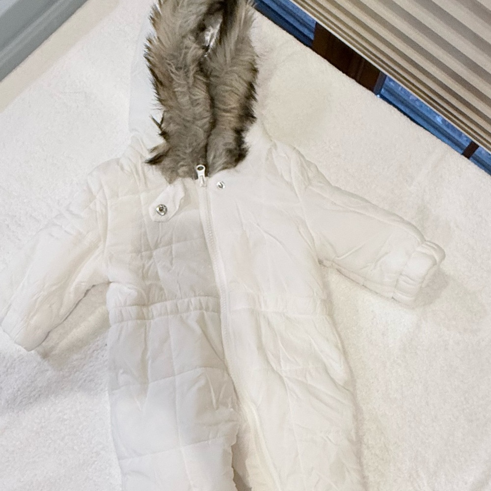 Fabulous Furs White Faux Fur Baby Snowsuit